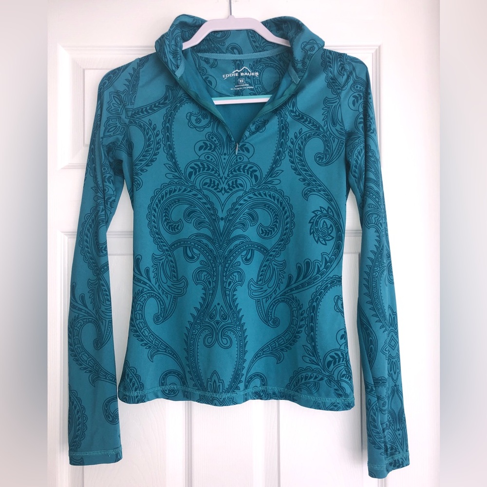 Eddie Bauer Turquoise Workout Long Sleeve Quarter-zip
